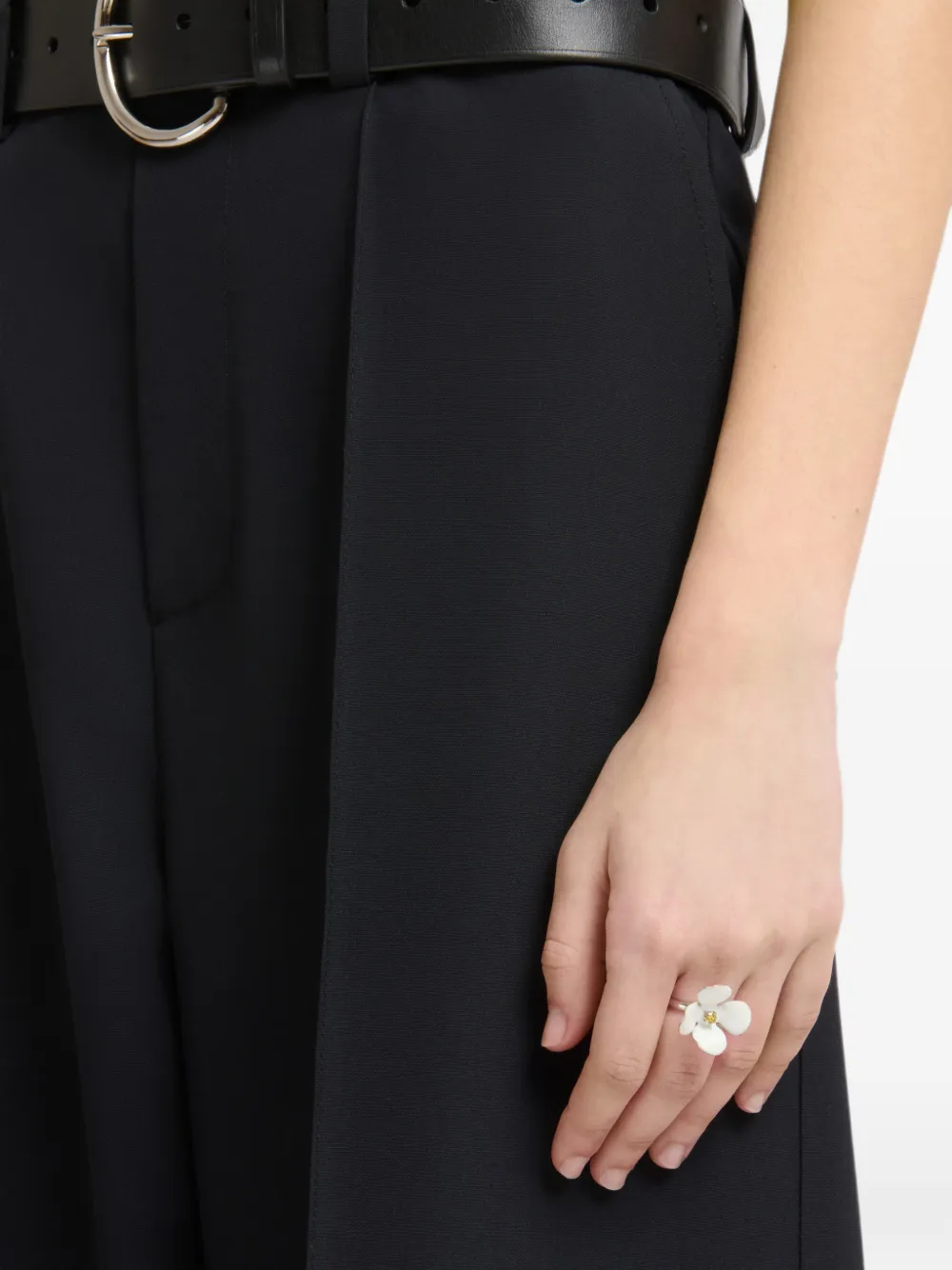 Marni White Enamel Daisy Ring in Silver, view 2