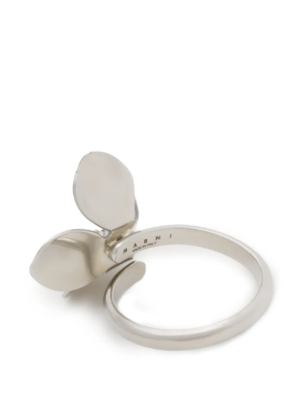 Marni White Enamel Daisy Ring in Silver, view 3