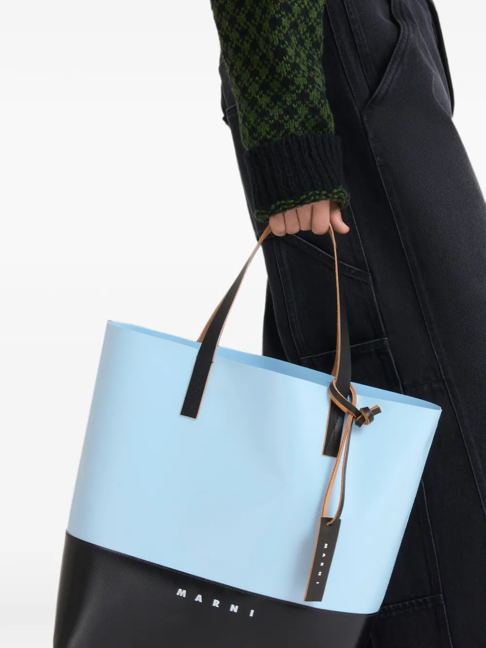 Marni Rugzak met logoprint en colourblocking Blauw