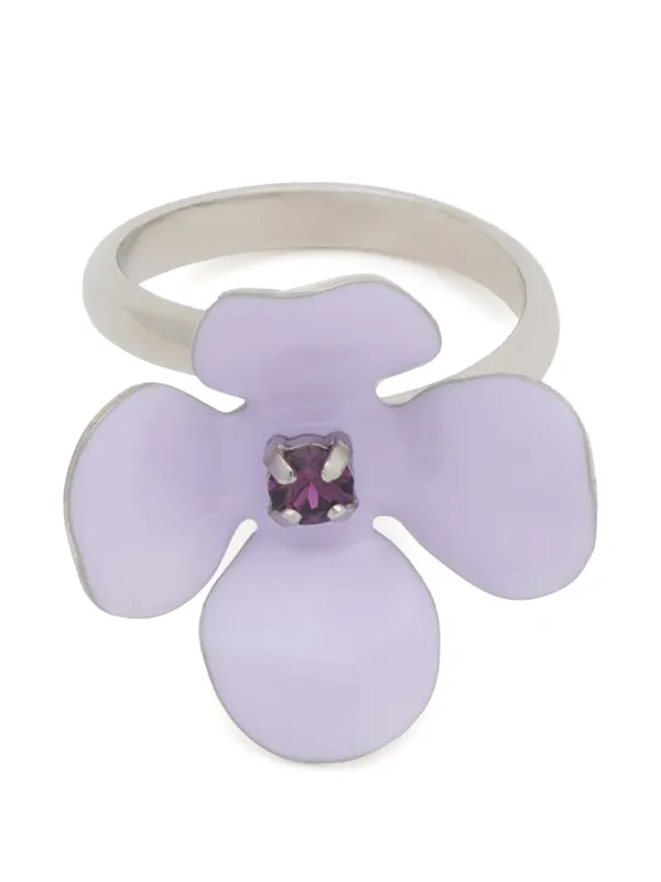 Marni Purple Enamel Daisy Ring in Silver