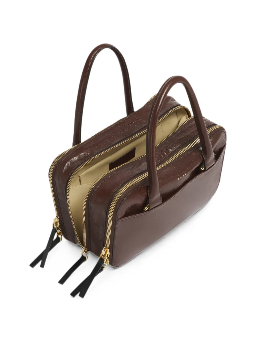 Marni Kleine Boxyne leren tas Bruin
