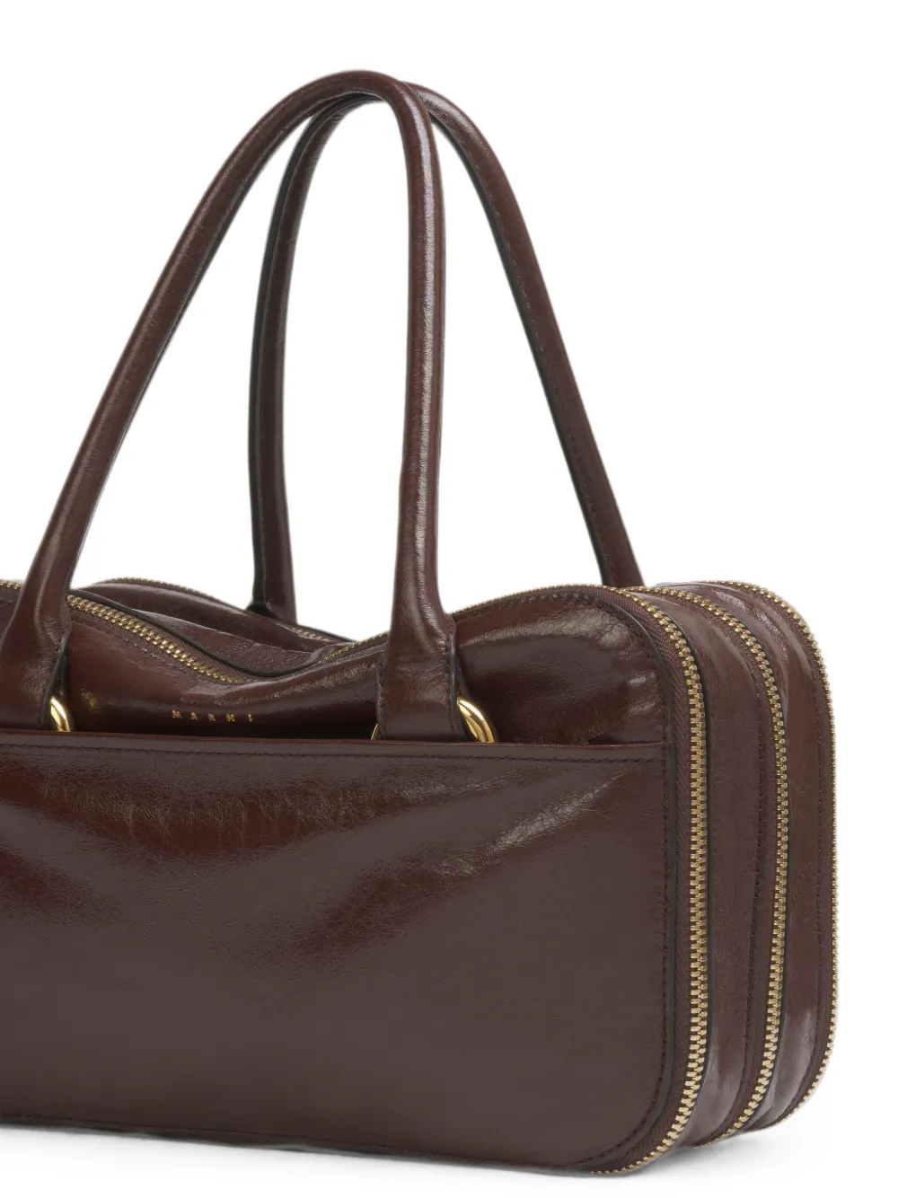Marni Kleine Boxyne leren tas Bruin
