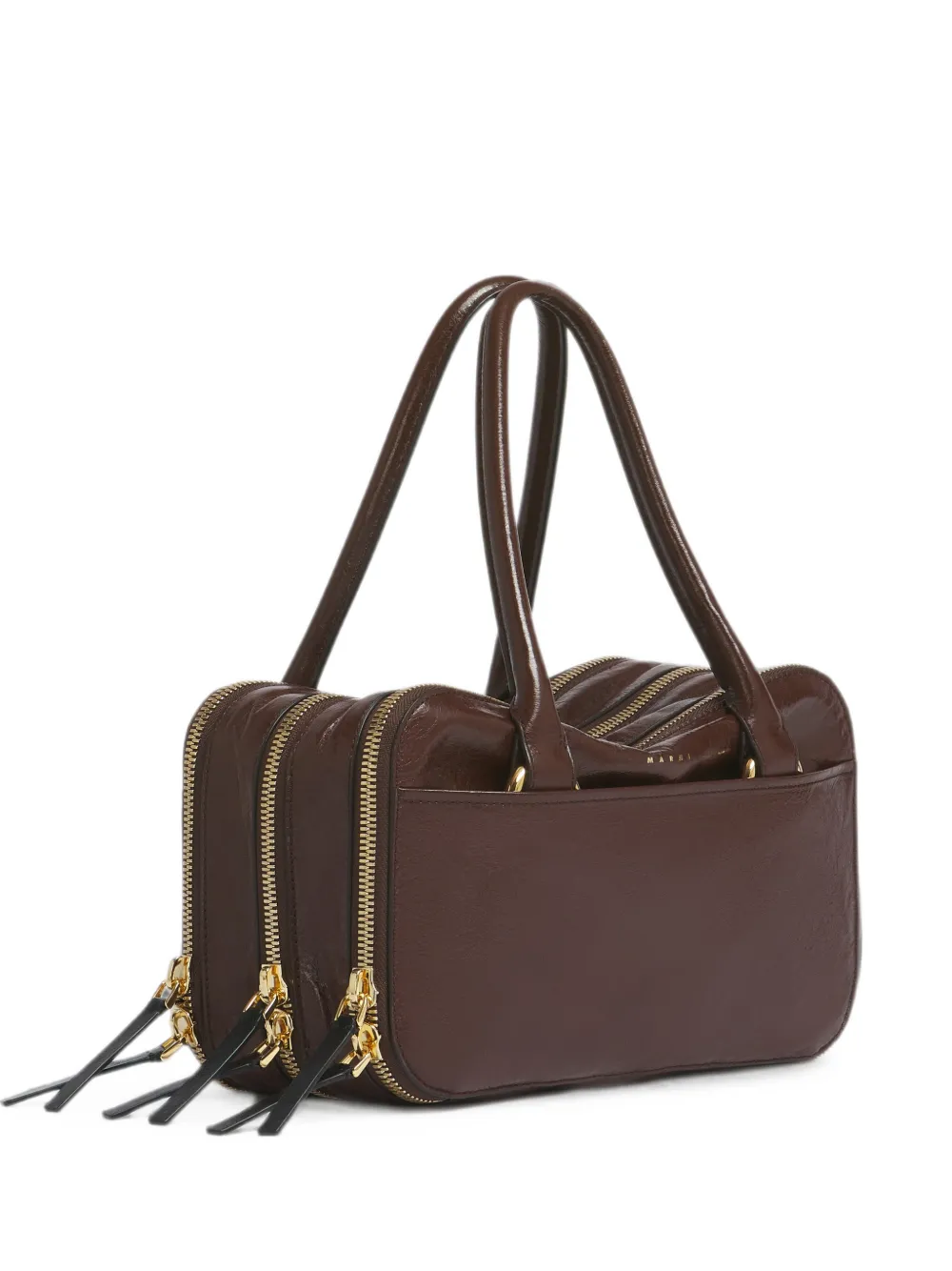 Marni Kleine Boxyne leren tas Bruin