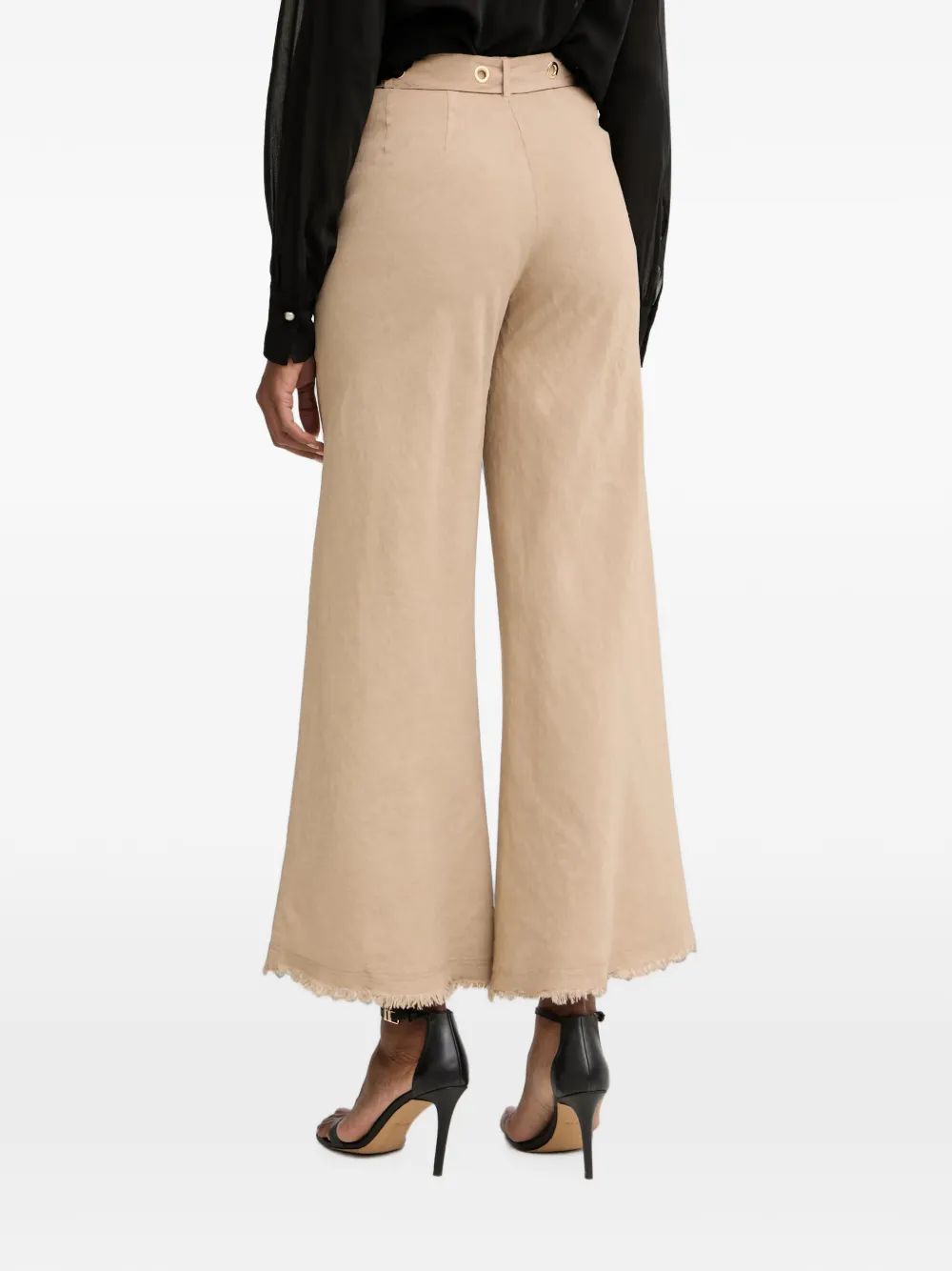PINKO Broek met franje en ceintuur Beige
