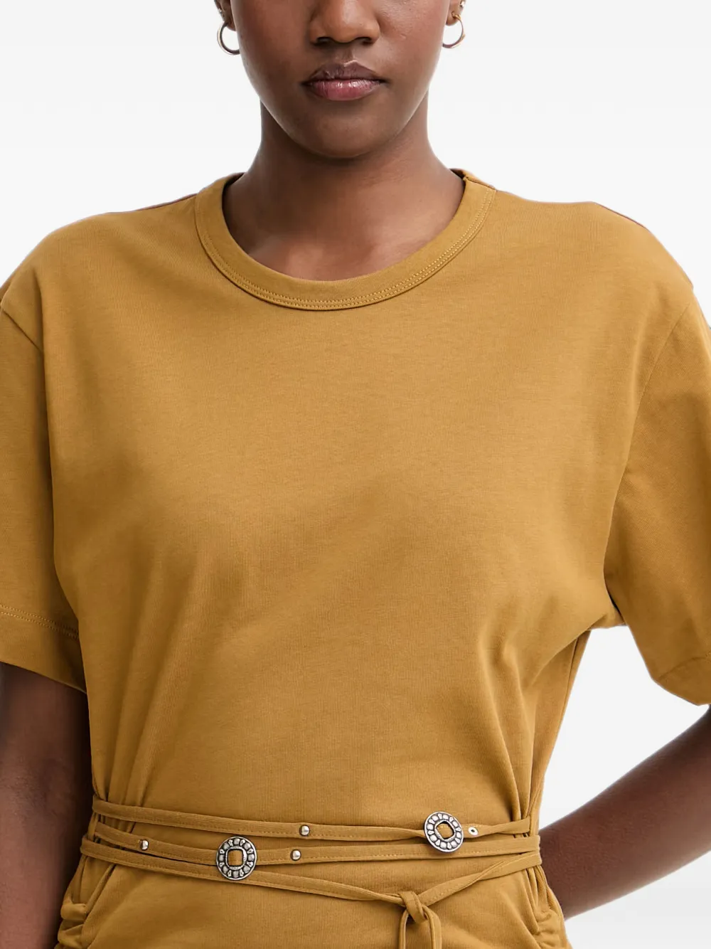 PINKO Mini-jurk met ruches en ceintuur Bruin