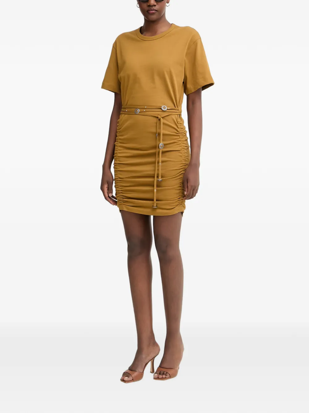 PINKO belted ruched mini dress - Braun