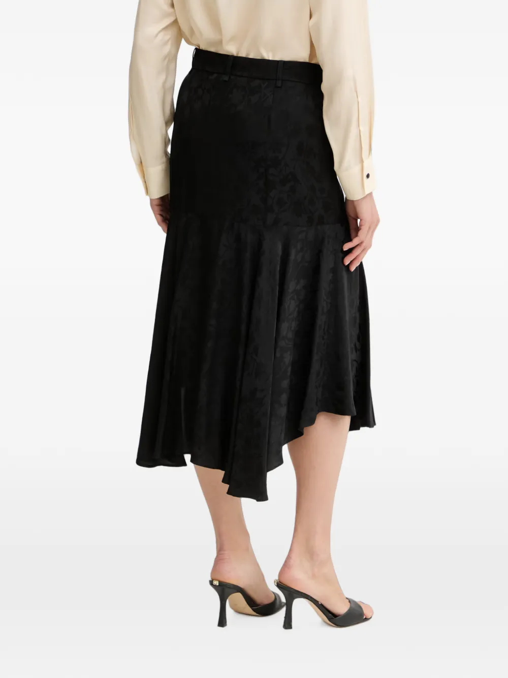 PINKO Asymmetrische rok met bloemen jacquard Zwart