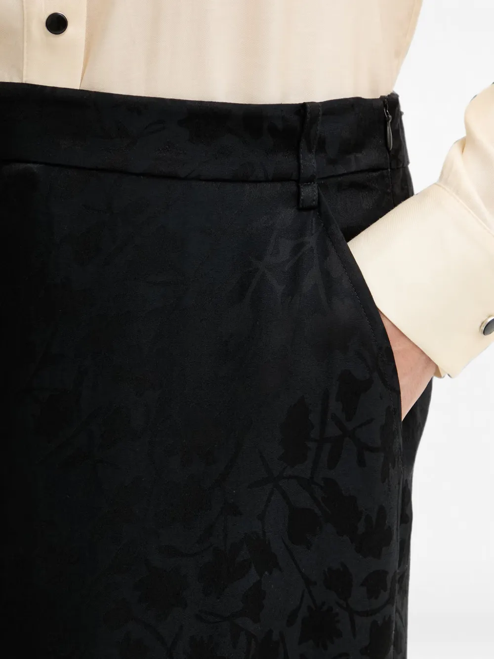 PINKO Asymmetrische rok met bloemen jacquard Zwart