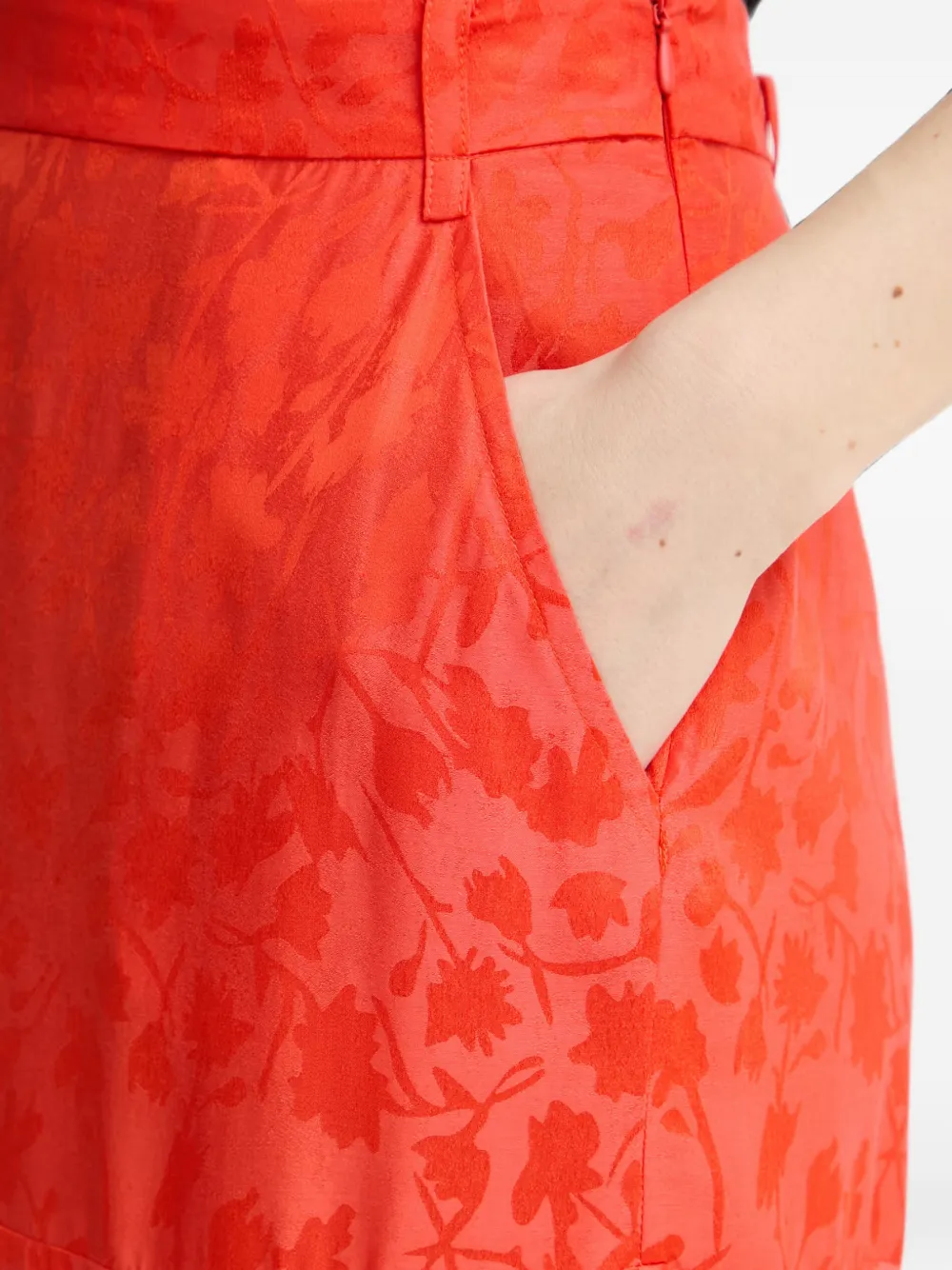 PINKO Midi-rok met asymmetrische zoom en bloemen-jacquard Oranje