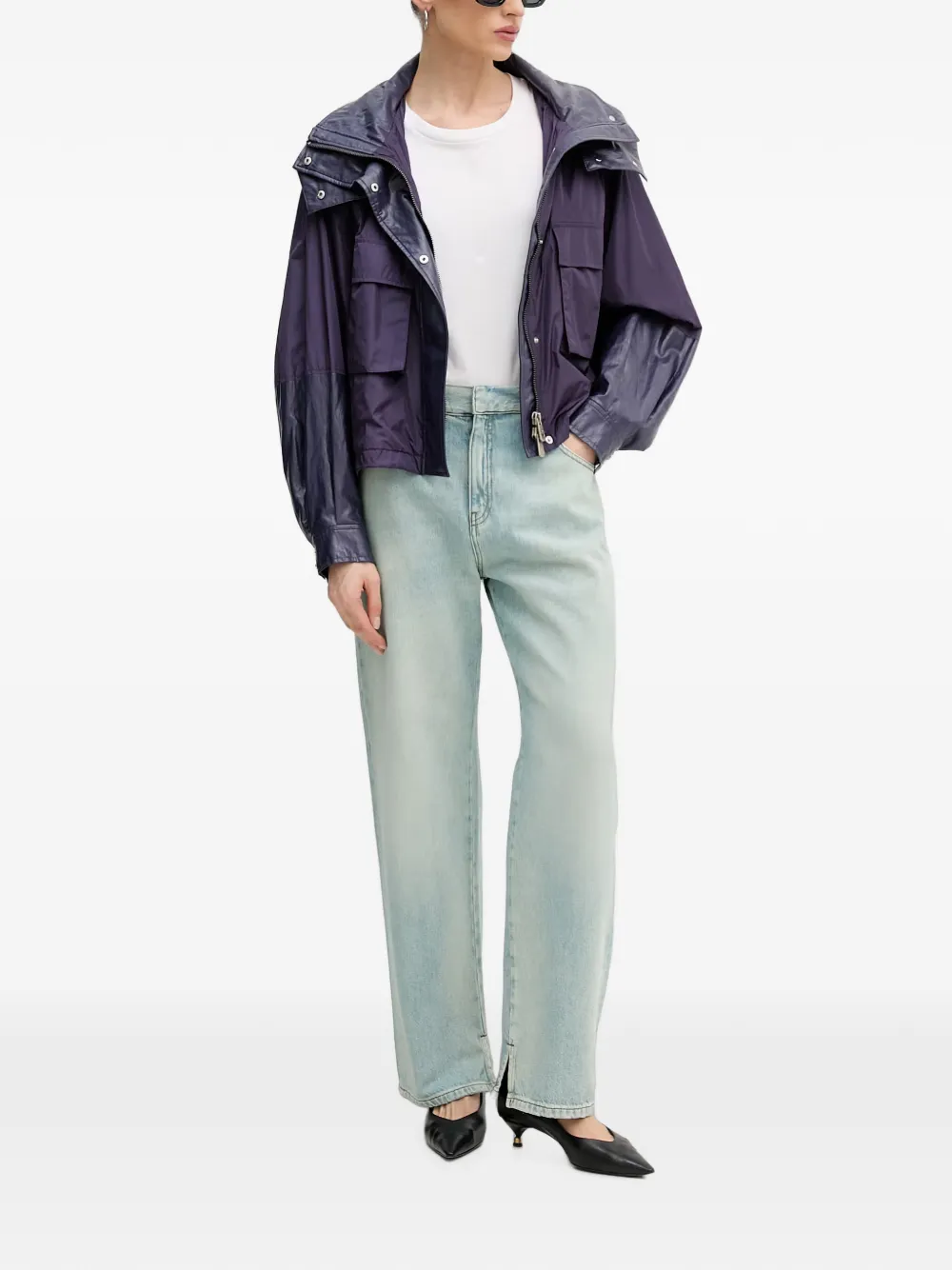 PINKO Jack met capuchon en vlakken Paars