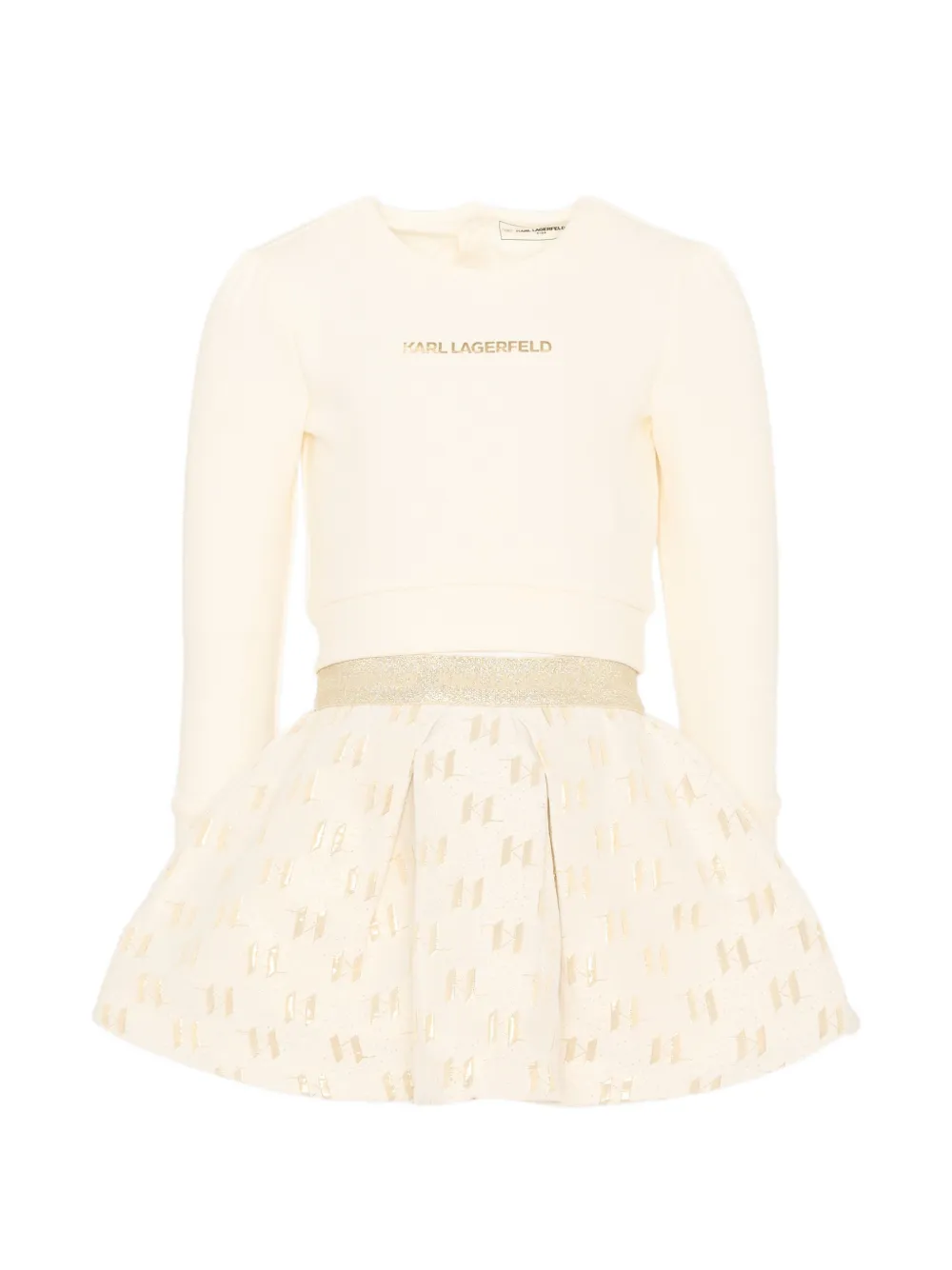 Karl Lagerfeld Kids logo-print monogram-pattern playsuit - Weiß