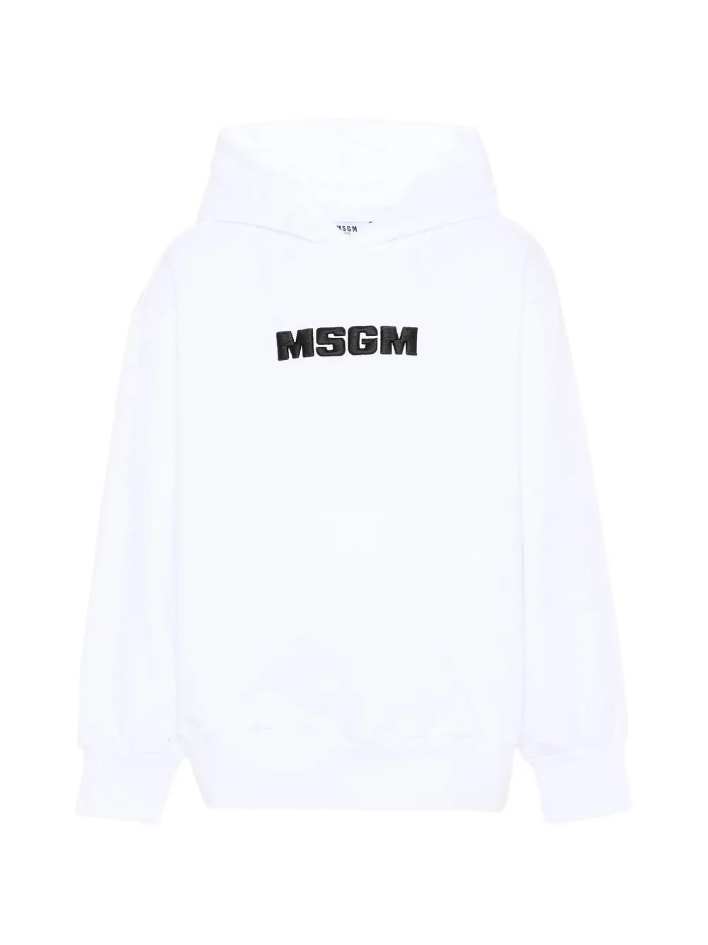 MSGM Kids logo-embroidered hoodie - Bianco