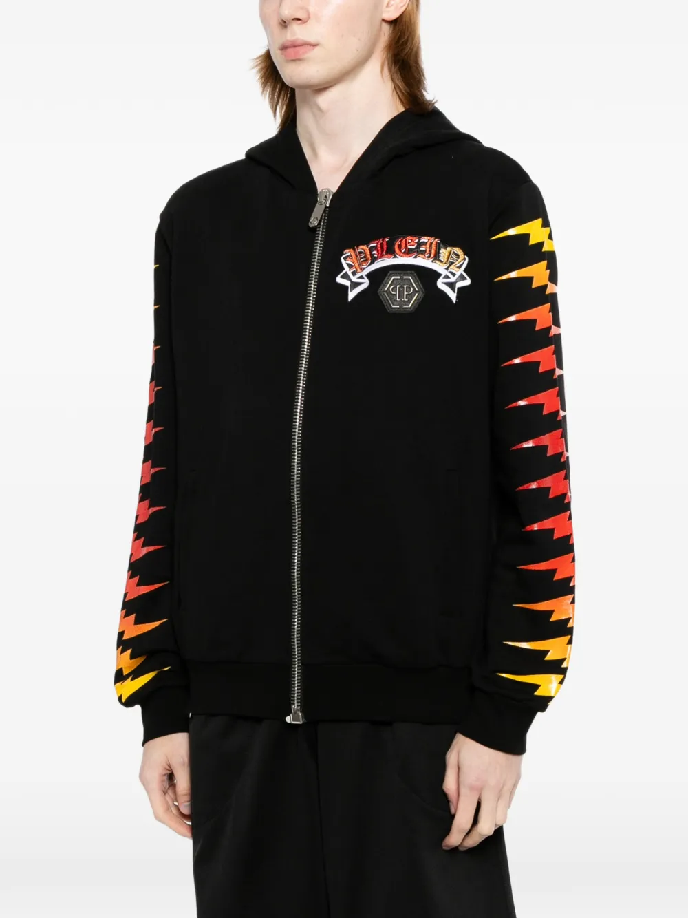 Philipp Plein Hoodie verfraaid met pailletten en grafische print Zwart