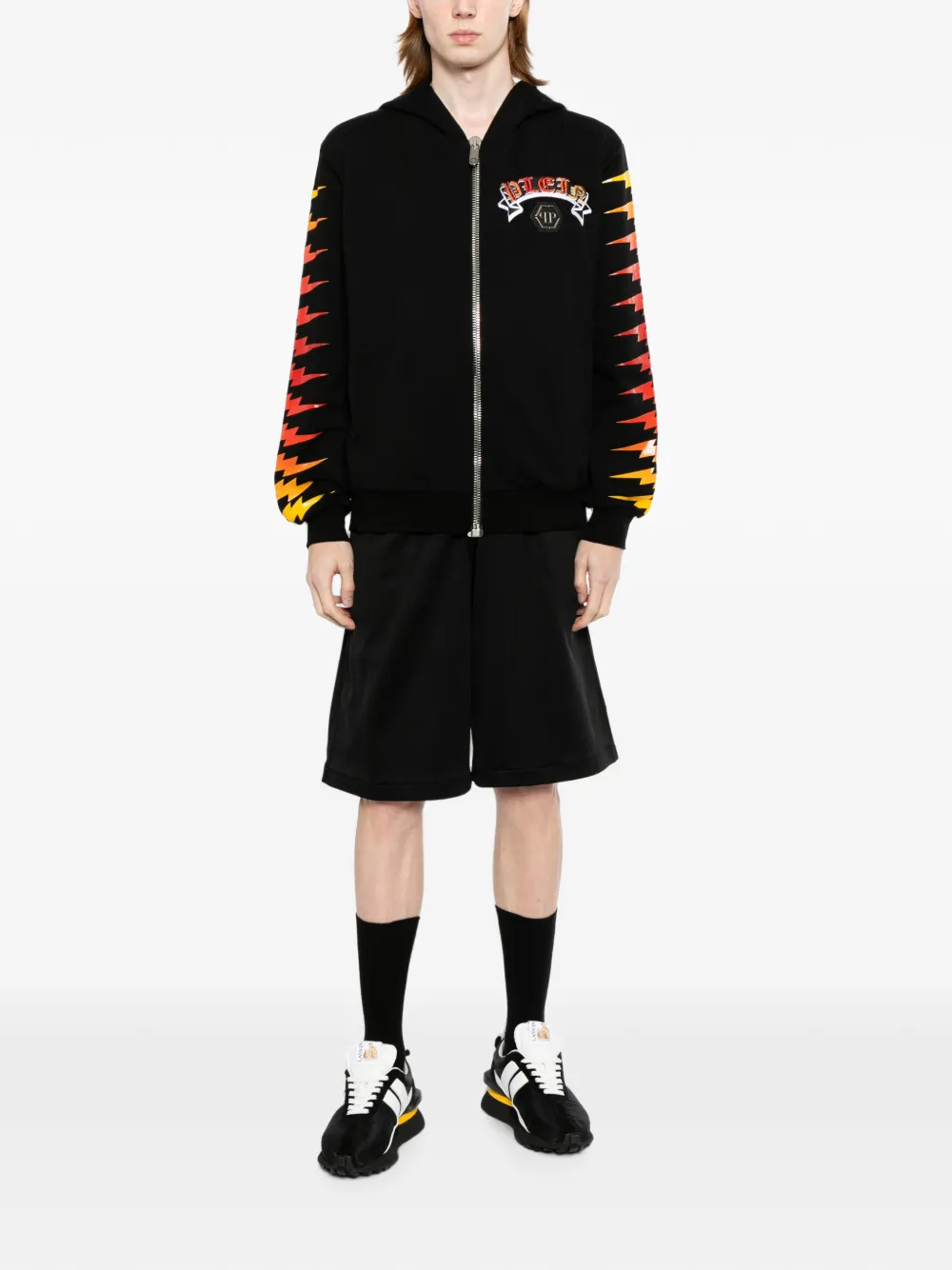 Philipp Plein Hoodie verfraaid met pailletten en grafische print Zwart