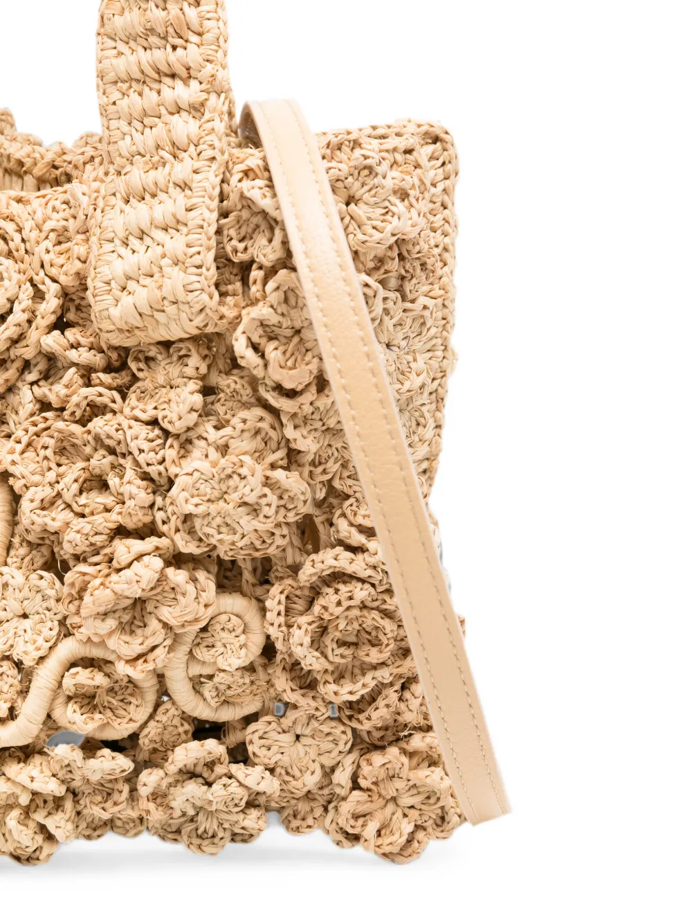 Chloé Summer Banana raffia shopper met gehaakte bloemen Beige