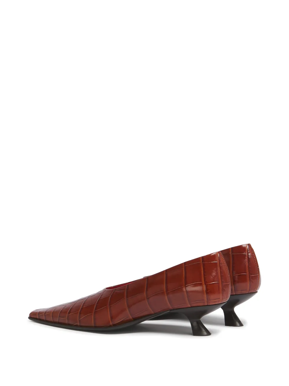 Marni Cindi leren pumps met krokodillen-effect Bruin