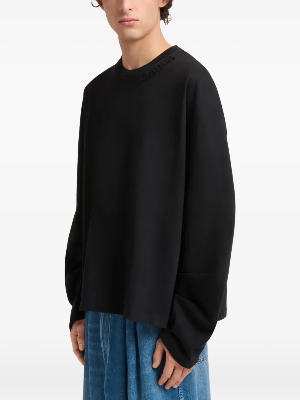 Marni T-shirt met logopatch en lange mouwen Zwart