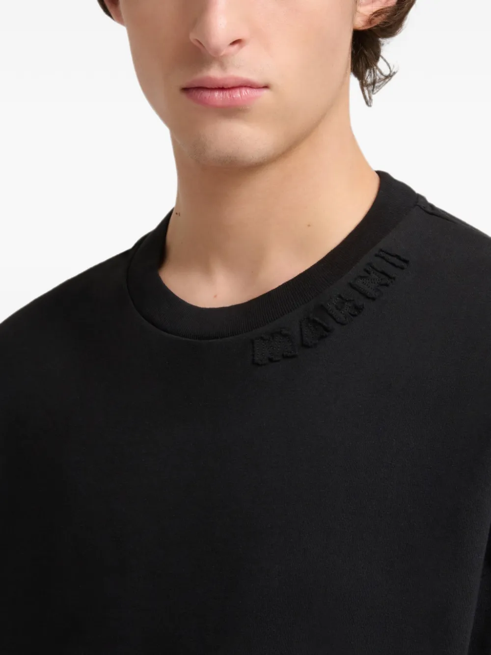 Marni T-shirt met logopatch en lange mouwen Zwart