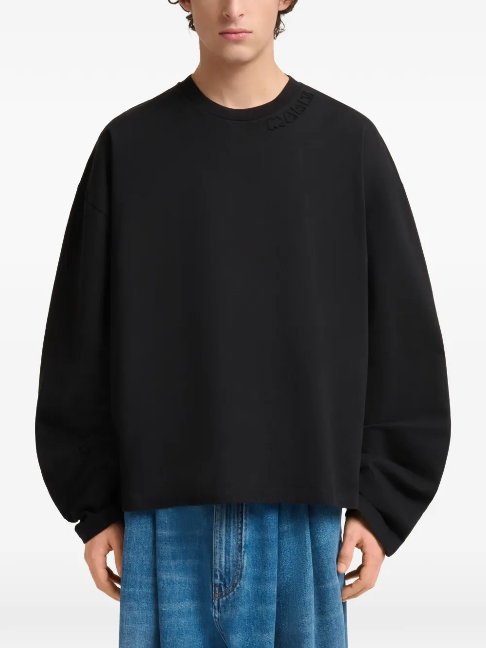 Marni T-shirt met logopatch en lange mouwen Zwart