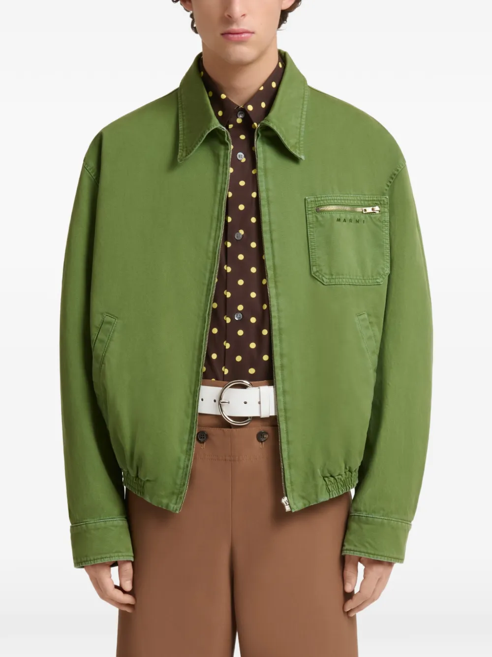 Marni Groene katoenen jas met ritszak
