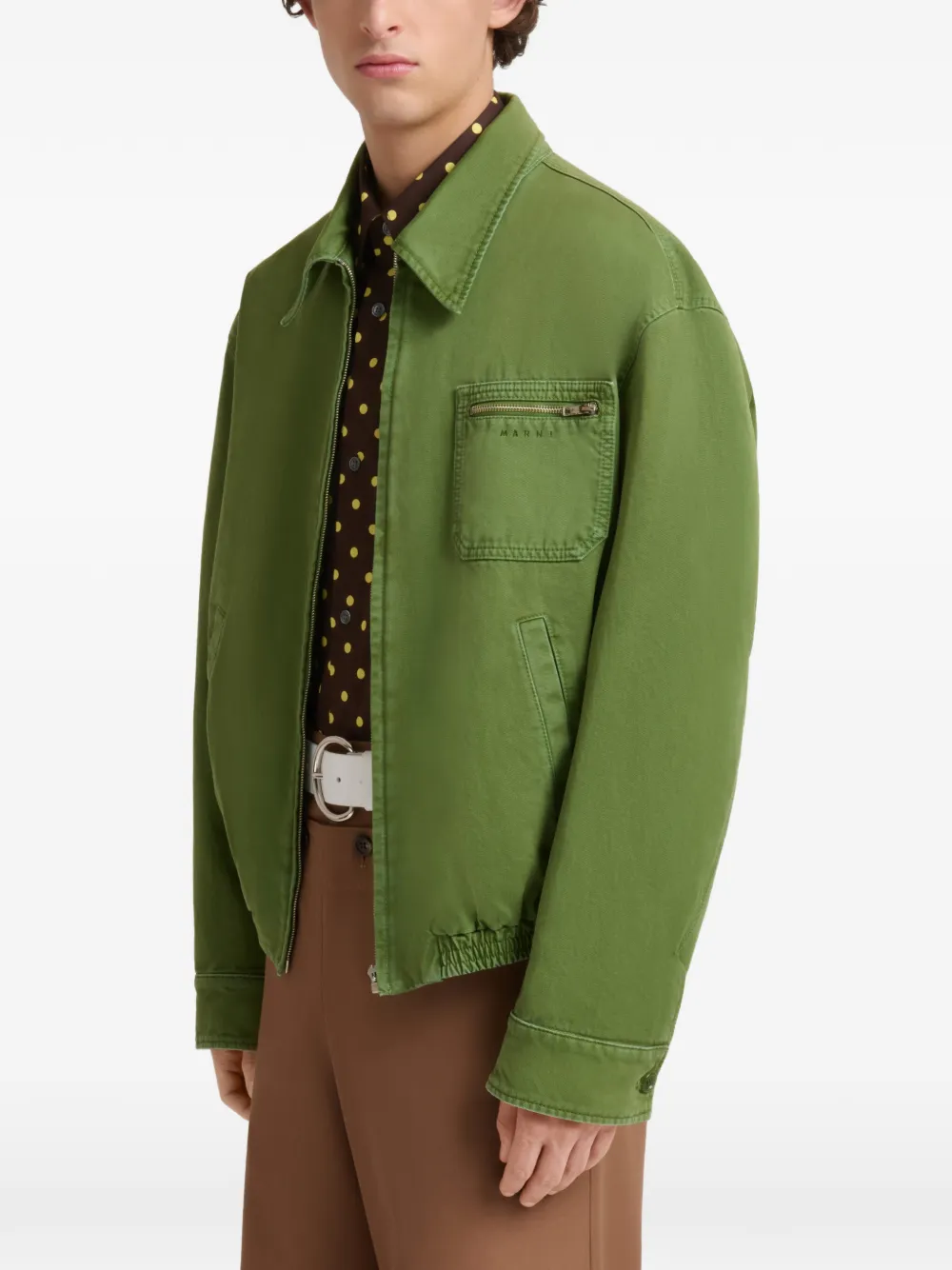 Marni Groene katoenen jas met ritszak