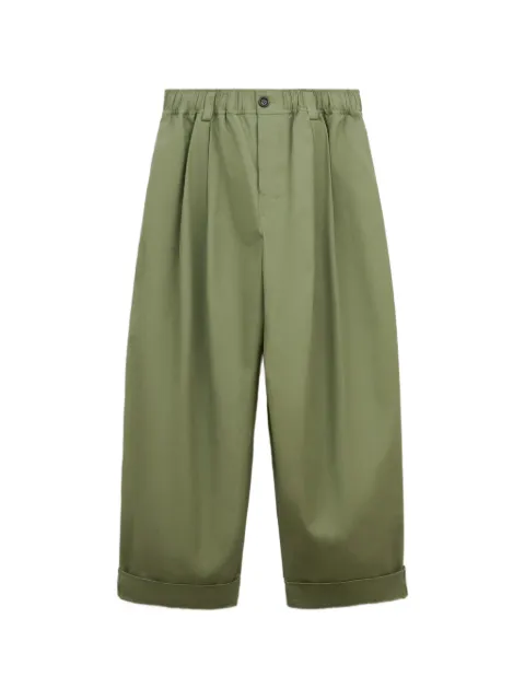 Marni Green canvas trousers with pleats