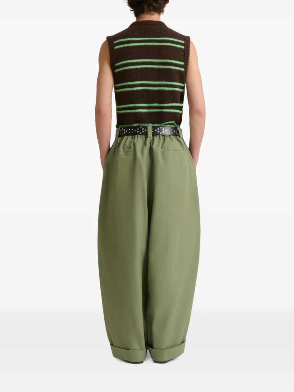Marni Groene canvas broek met plooien