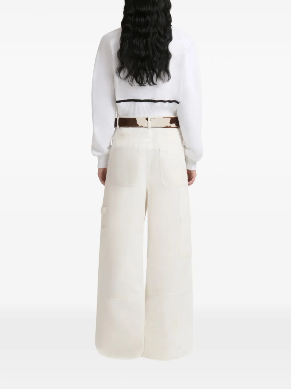 Marni Denim jeans met wijde pijpen Beige