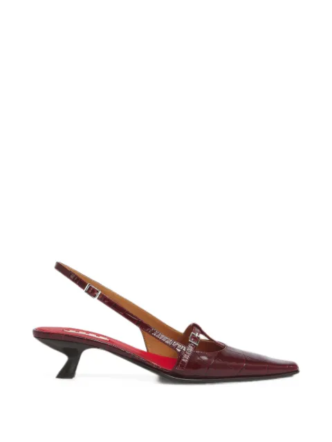 Marni burgundy croc-effect leather Katty slingback