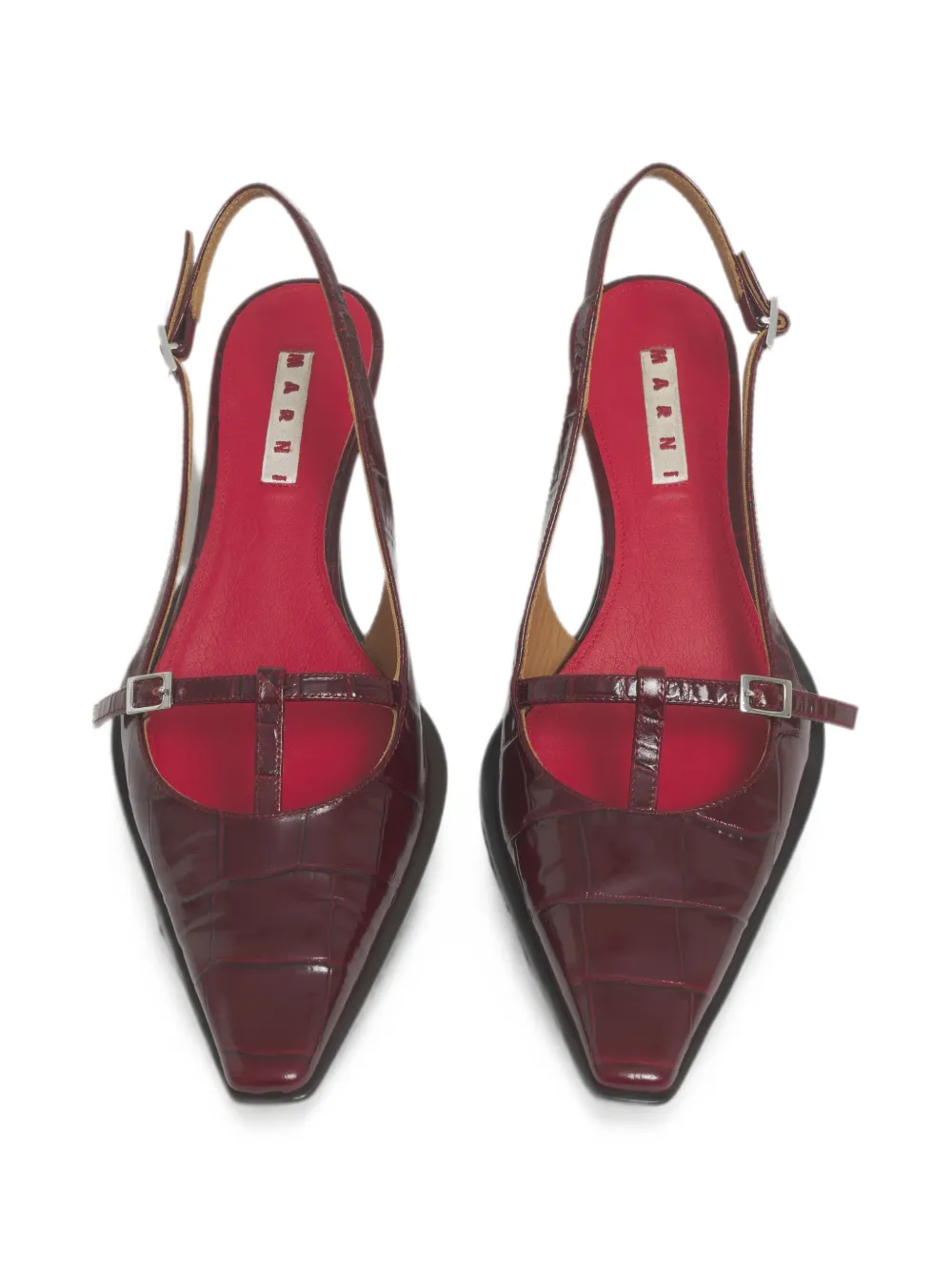 Marni burgundy croc-effect leather Katty slingback Rood