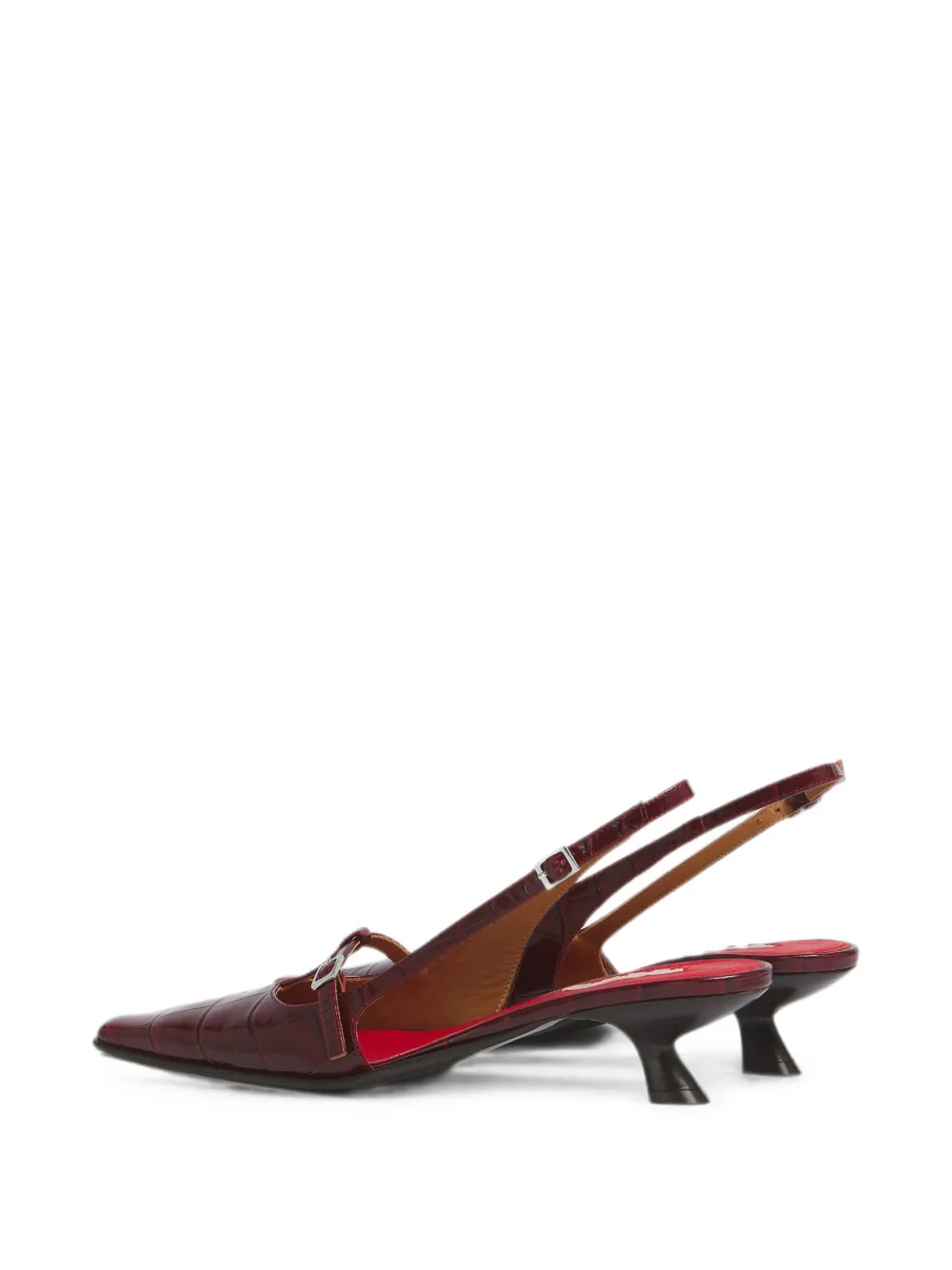 Marni burgundy croc-effect leather Katty slingback Rood