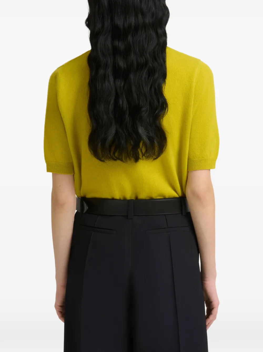 Marni Geel kasjmier poloshirt met contrasterende kraag