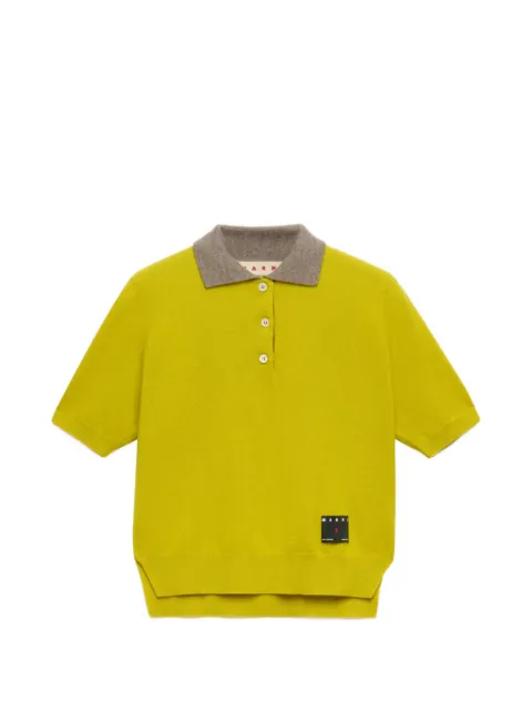 Marni yellow cashmere polo-shirt with contrast collar