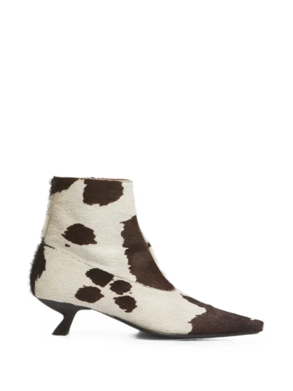 Marni White and Brown Cow-print Ponyhair Cindi Boots