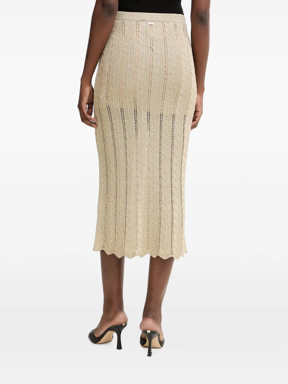 TWINSET Midi-rok met gewelfde afwerking Beige