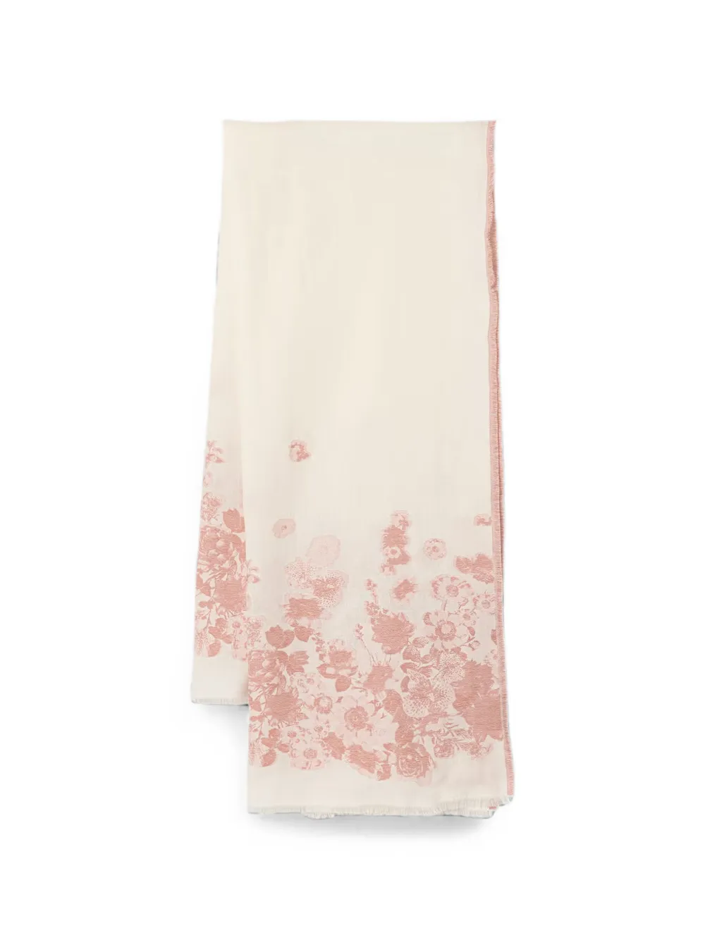 TWINSET floral-print frayed scarf - Toni neutri