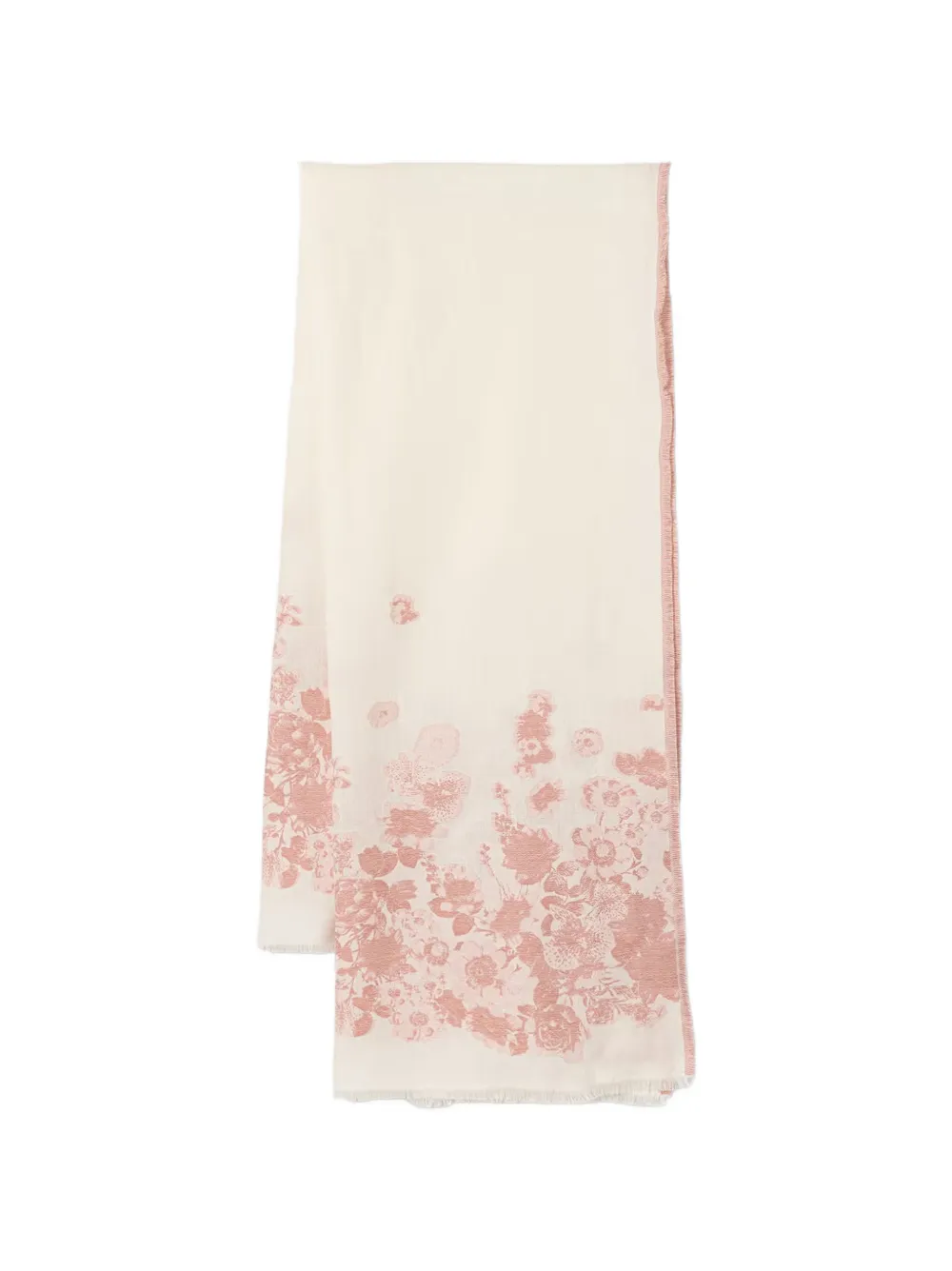 TWINSET floral-print frayed scarf - Toni neutri