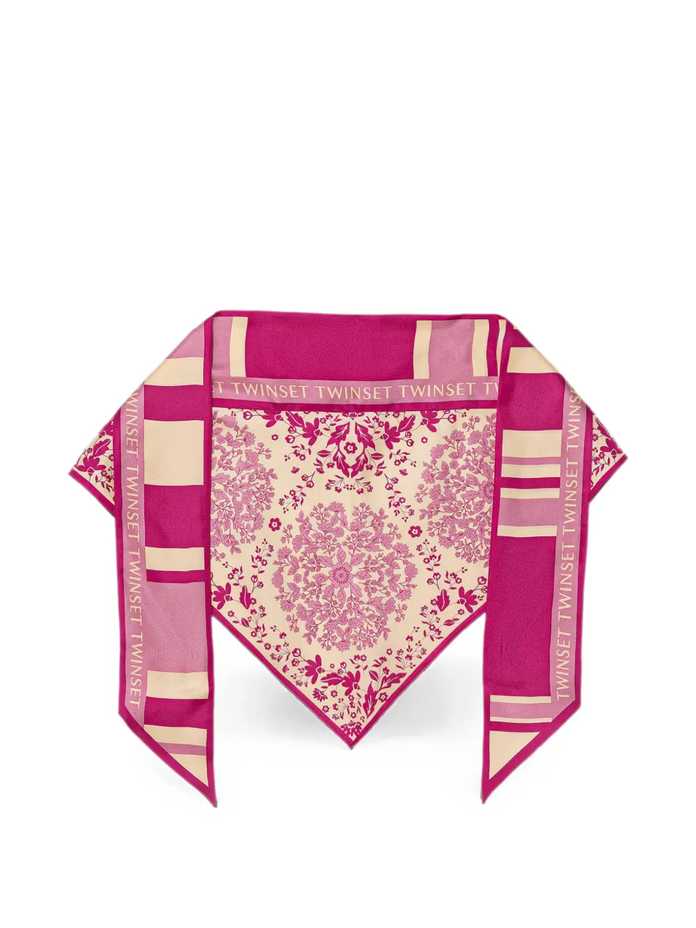 TWINSET floral-print striped scarf - Toni neutri