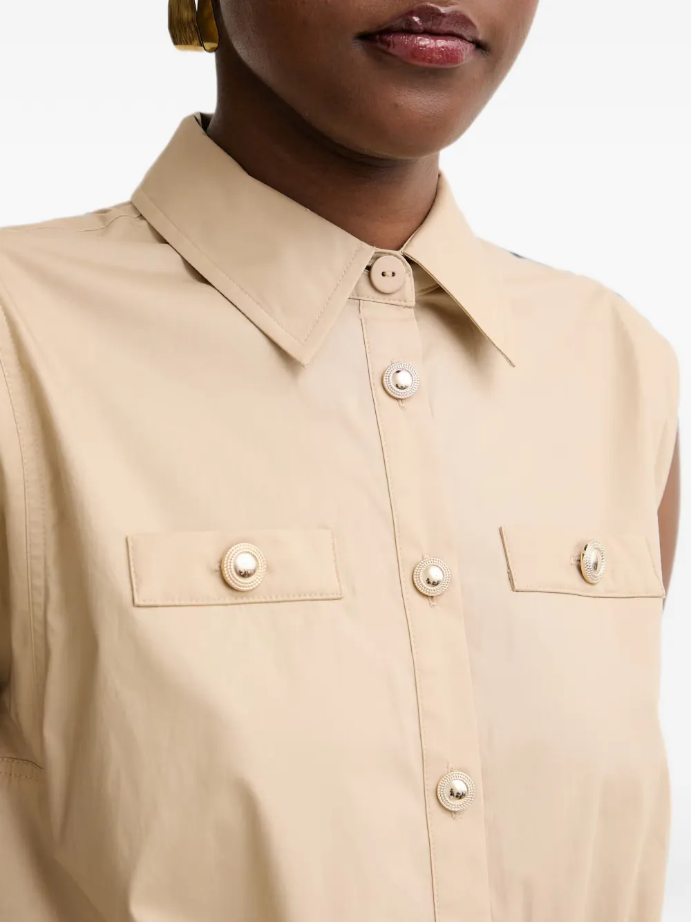 TWINSET Mouwloze blouse met elastische taille Beige