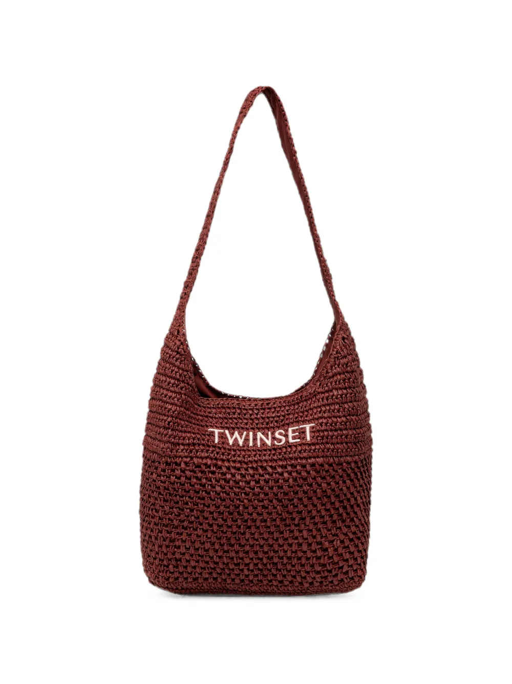 TWINSET logo-embroidered woven shoulder bag - Marrone