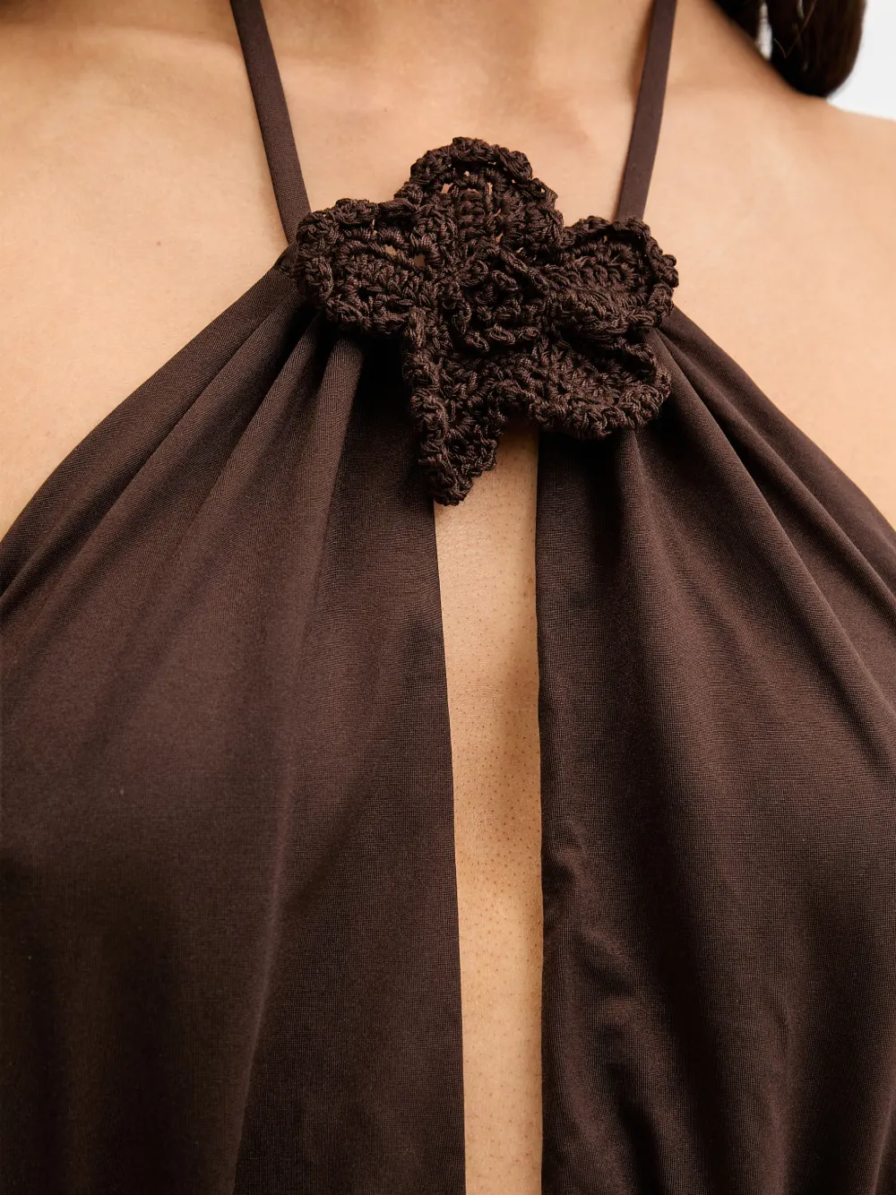 TWINSET Asymmetrisch badpak met gehaakte broche Bruin