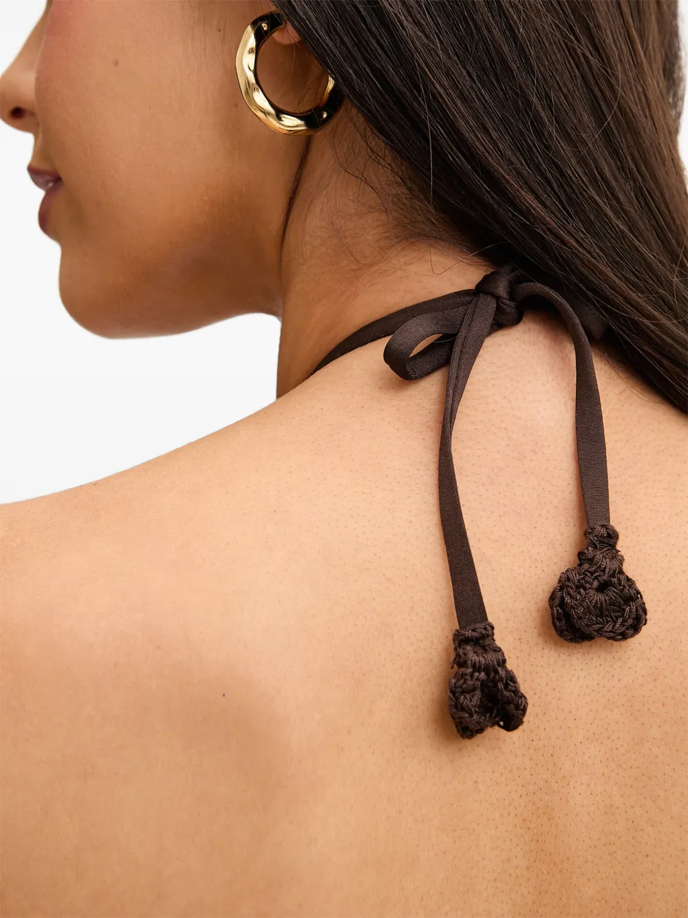TWINSET Asymmetrisch badpak met gehaakte broche Bruin