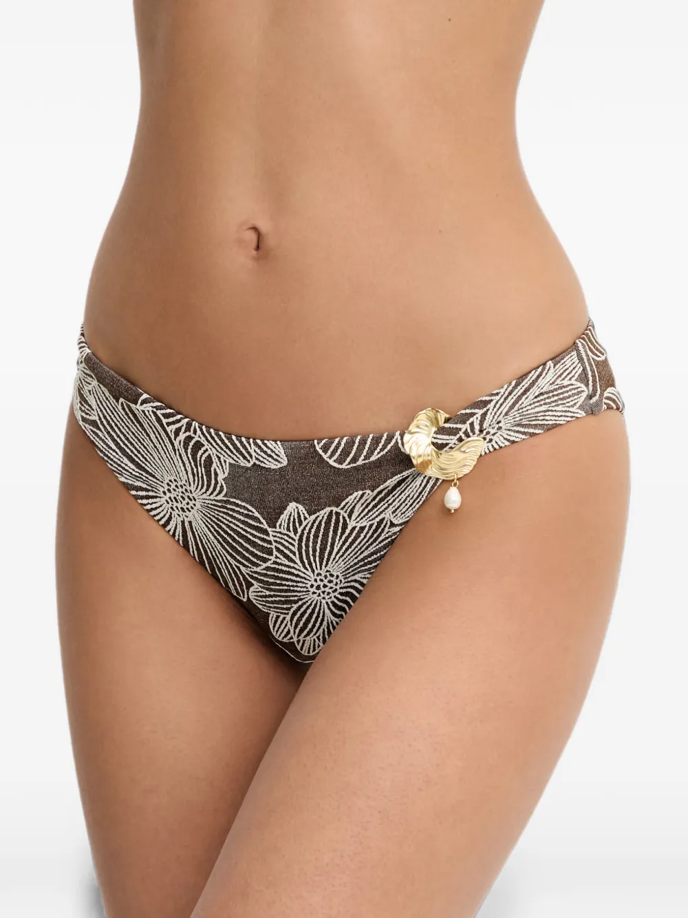 TWINSET Bikinihöschen mit Blumenprint - Braun