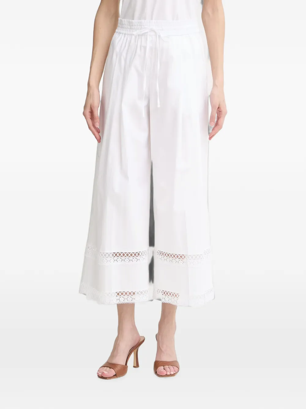 TWINSET embroidered wide-leg trousers - Bianco