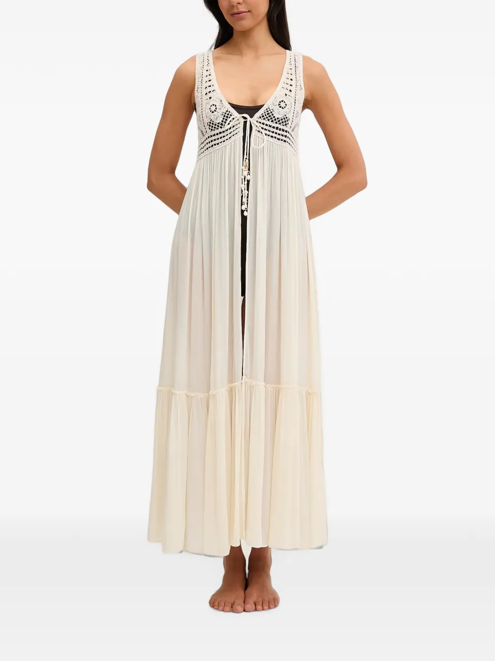 TWINSET Gehaakte midi-jurk Beige