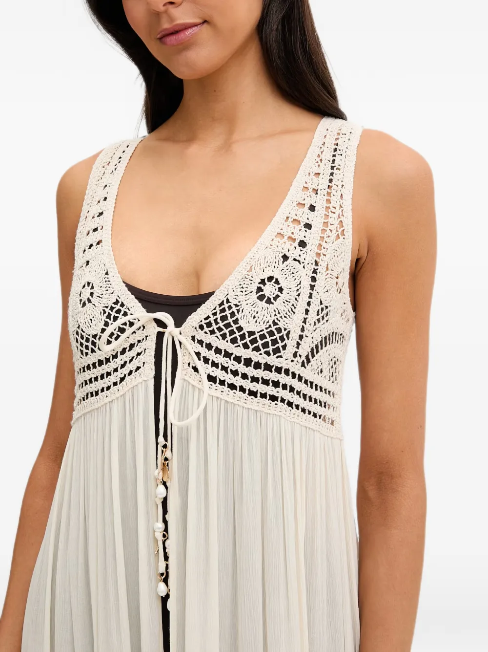 TWINSET Gehaakte midi-jurk Beige