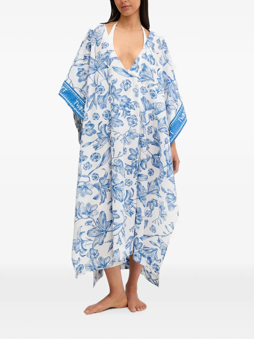 TWINSET floral-print midi kaftan - Weiß