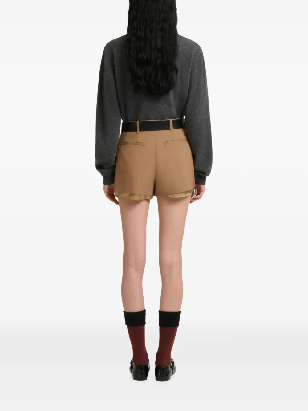 Marni Wollen shorts met zichtbare voering Beige