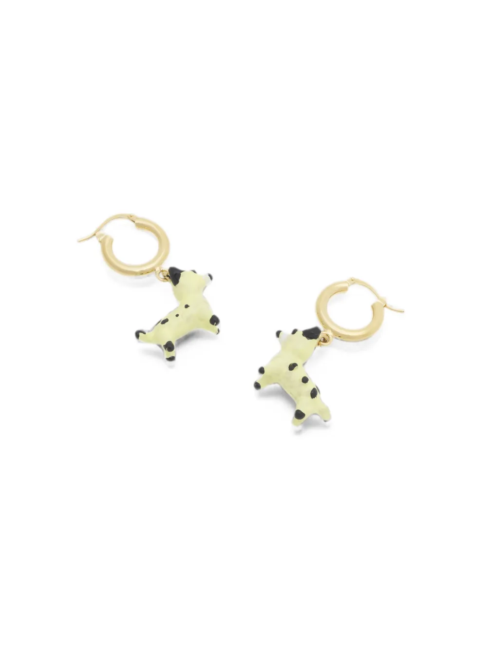 Marni enamelled dog-charm hoop earrings - Oro