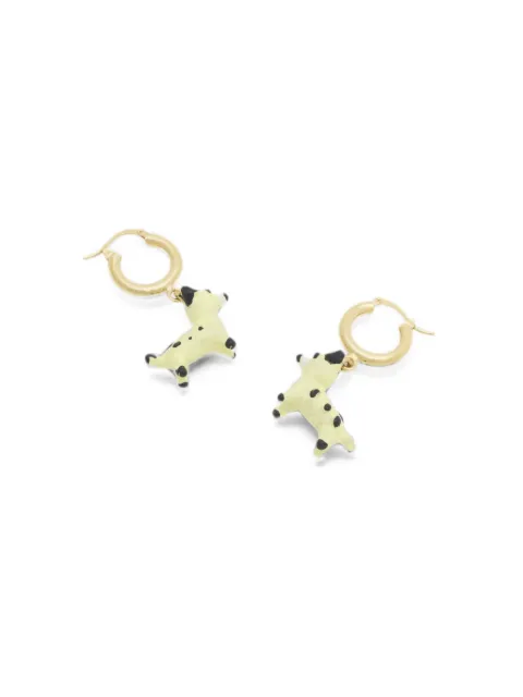Marni enamelled dog-charm hoop earrings